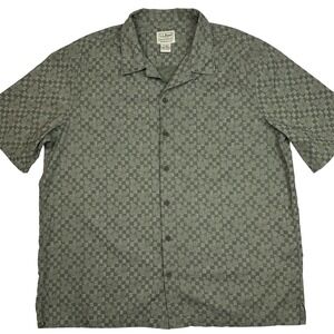 L.L. BEAN VTG CAMP SHIRT Azteca‎ Style 300229 MEN'S Sz L 100%COTTON Short Sleeve